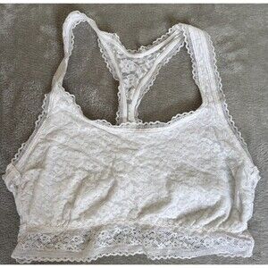 GapBody Lace Racerback Bralette White Floral Lace Stretch Wireless Womens Large